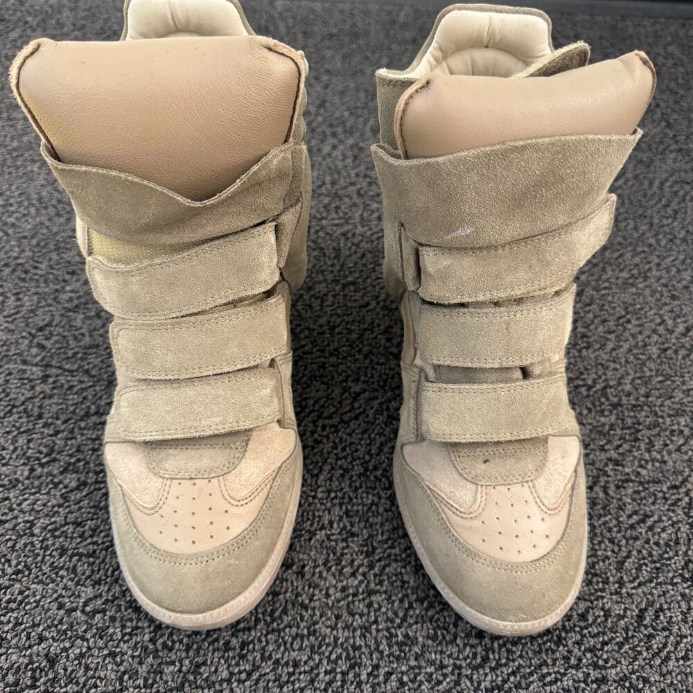 Isabel Marant Bekett High Top Wedge Sneakers Military Green Sz 38
